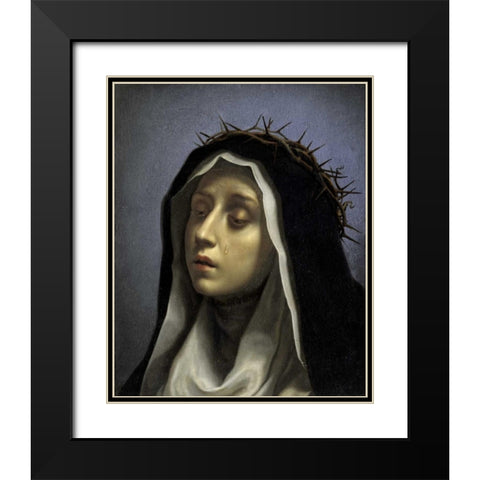 Saint Catherine of Siena Black Modern Wood Framed Art Print with Double Matting by Dolci, Carlo