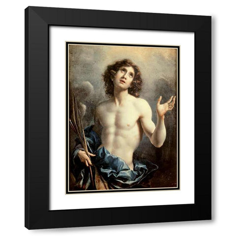 Saint Sebastian Black Modern Wood Framed Art Print with Double Matting by Dolci, Carlo