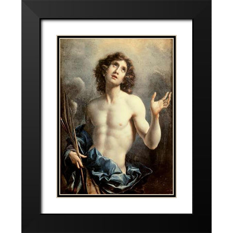 Saint Sebastian Black Modern Wood Framed Art Print with Double Matting by Dolci, Carlo