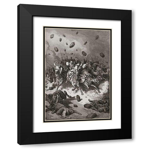 Flight of The Canaanites Black Modern Wood Framed Art Print with Double Matting by Dore, Gustave