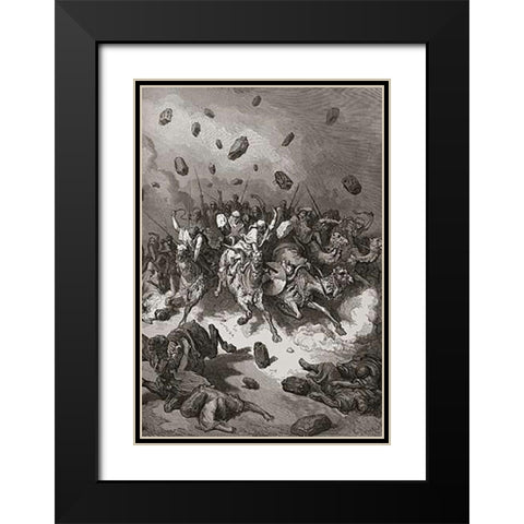 Flight of The Canaanites Black Modern Wood Framed Art Print with Double Matting by Dore, Gustave