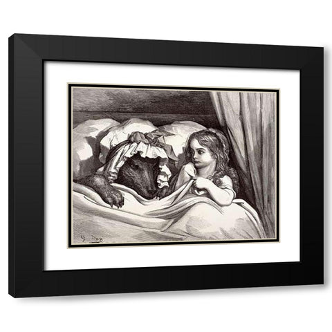 Little Red Riding Hood Black Modern Wood Framed Art Print with Double Matting by Dore, Gustave