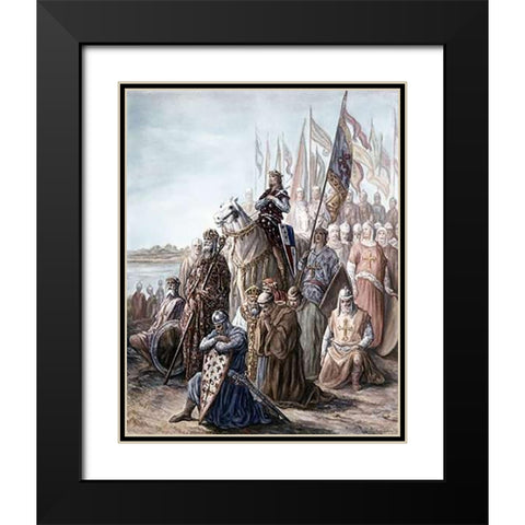 St. Louis Before Damietta, Egypt - 6th Crusade Black Modern Wood Framed Art Print with Double Matting by Dore, Gustave