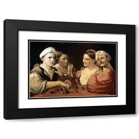 Magicians Black Modern Wood Framed Art Print with Double Matting by Dossi, Dosso