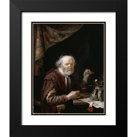 Le Peseur DOr Black Modern Wood Framed Art Print with Double Matting by Dou, Gerrit