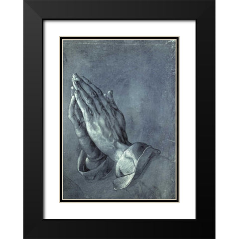 Praying Hands Black Modern Wood Framed Art Print with Double Matting by Durer, Albrecht