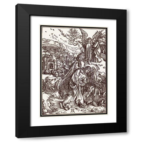 The New Jerusalem and the Bottomless Pit Black Modern Wood Framed Art Print with Double Matting by Durer, Albrecht