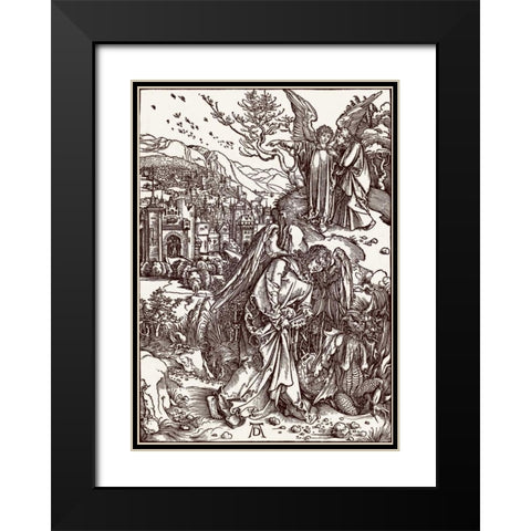 The New Jerusalem and the Bottomless Pit Black Modern Wood Framed Art Print with Double Matting by Durer, Albrecht
