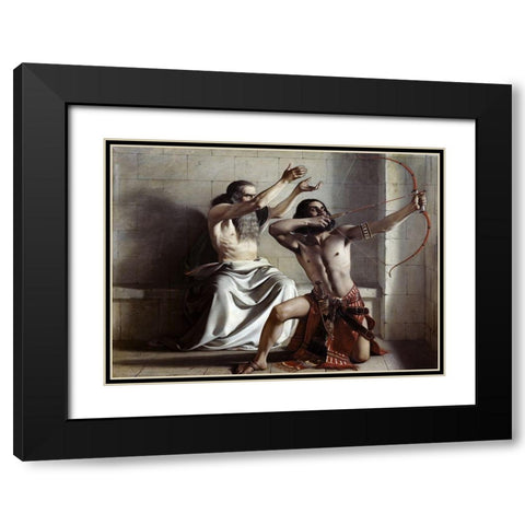 Joas Shoots The Arrow of Redemption Black Modern Wood Framed Art Print with Double Matting by Dyce, William