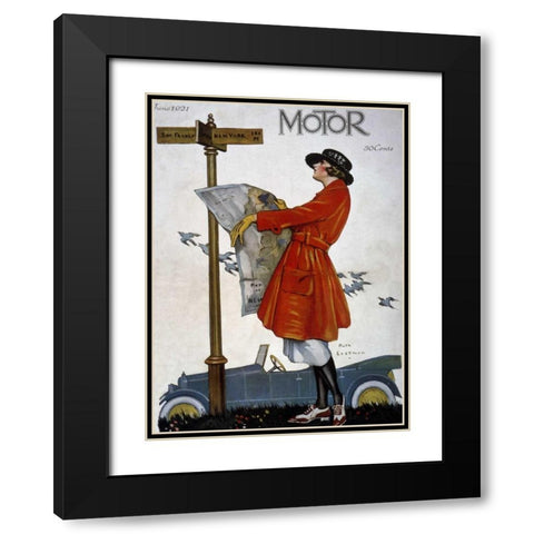 Motor Magazine - Cover Image Black Modern Wood Framed Art Print with Double Matting by Eastman, Ruth