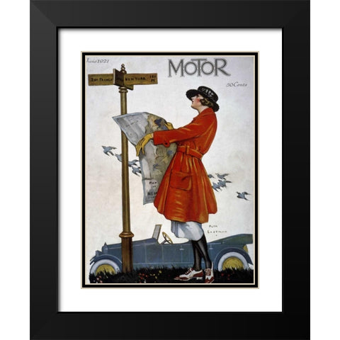 Motor Magazine - Cover Image Black Modern Wood Framed Art Print with Double Matting by Eastman, Ruth