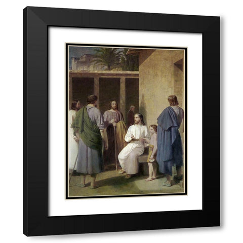 Let The Children Come Unto Me Black Modern Wood Framed Art Print with Double Matting by Eckersberg, Christoffer W.