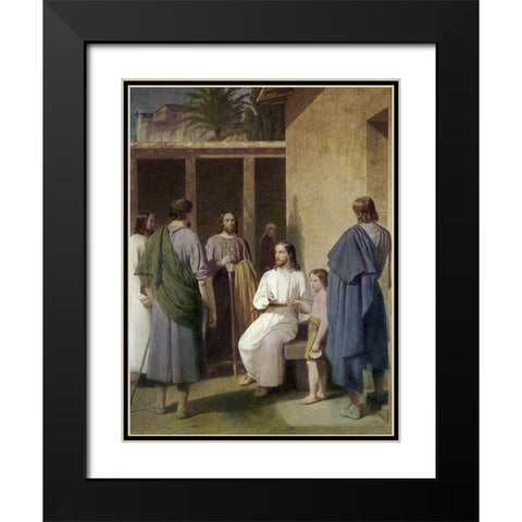 Let The Children Come Unto Me Black Modern Wood Framed Art Print with Double Matting by Eckersberg, Christoffer W.