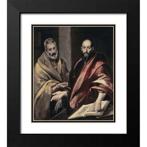 Apostles St. Peter and St. Paul Black Modern Wood Framed Art Print with Double Matting by El Greco