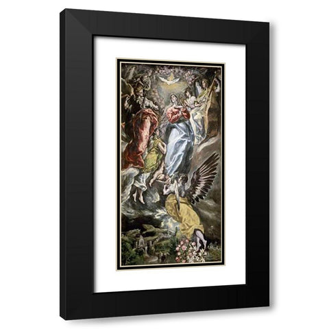 Assumption of The Virgin Black Modern Wood Framed Art Print with Double Matting by Greco, El