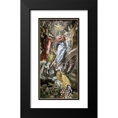 Assumption of The Virgin Black Modern Wood Framed Art Print with Double Matting by Greco, El