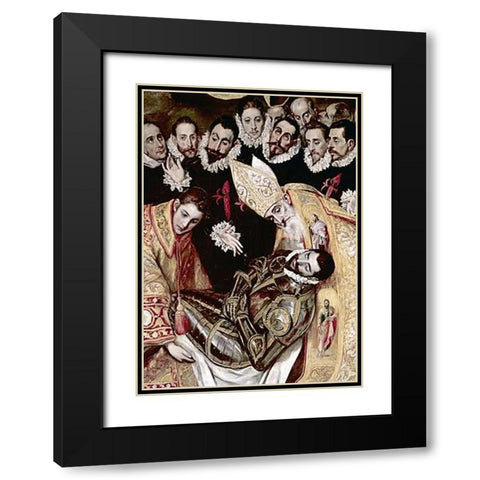 Burial of Count Orgaz - Detail Black Modern Wood Framed Art Print with Double Matting by Greco, El