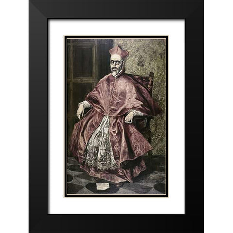Cardinal Nino De Guevara Black Modern Wood Framed Art Print with Double Matting by Greco, El