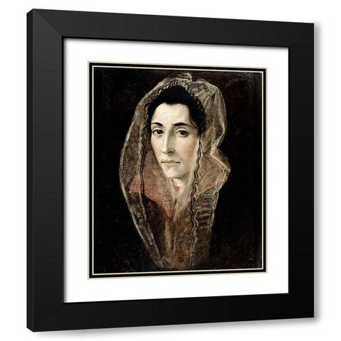 Portrait of a Lady Black Modern Wood Framed Art Print with Double Matting by Greco, El