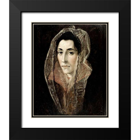 Portrait of a Lady Black Modern Wood Framed Art Print with Double Matting by Greco, El