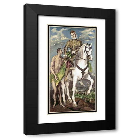 Saint Martin and The Beggar Black Modern Wood Framed Art Print with Double Matting by Greco, El
