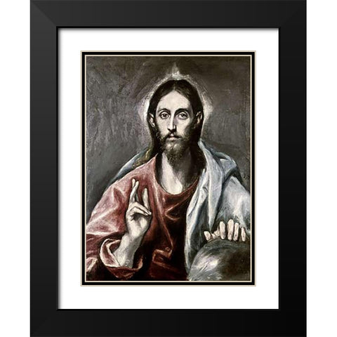 Savior of the World Black Modern Wood Framed Art Print with Double Matting by Greco, El