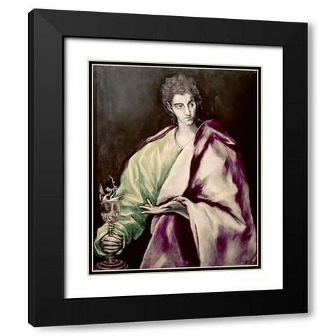 St. John The Evangelist Black Modern Wood Framed Art Print with Double Matting by Greco, El