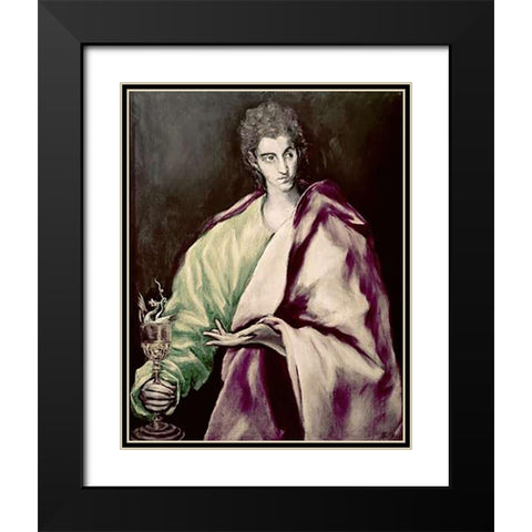 St. John The Evangelist Black Modern Wood Framed Art Print with Double Matting by Greco, El