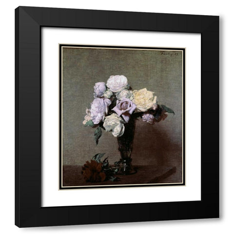 Vase of Flowers Black Modern Wood Framed Art Print with Double Matting by Fantin-Latour, Henri