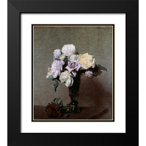 Vase of Flowers Black Modern Wood Framed Art Print with Double Matting by Fantin-Latour, Henri