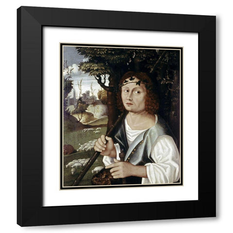Good Shepherd Black Modern Wood Framed Art Print with Double Matting by Ferrarese, Sebastino