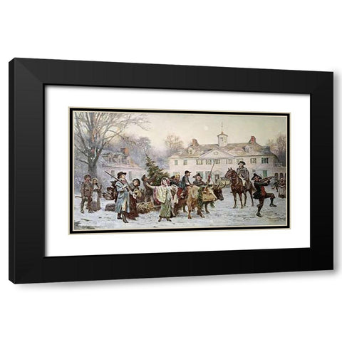 Mount Vernon Yule Log Black Modern Wood Framed Art Print with Double Matting by Gerome Ferris, Jean Leon