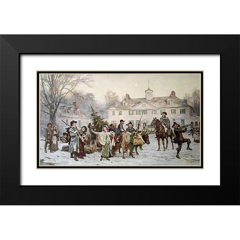 Mount Vernon Yule Log Black Modern Wood Framed Art Print with Double Matting by Gerome Ferris, Jean Leon