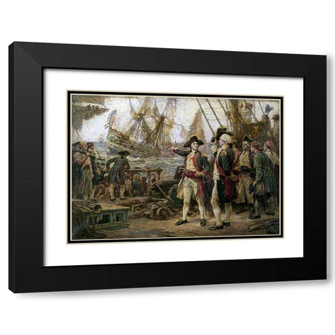 Ship That Sank In Victory Black Modern Wood Framed Art Print with Double Matting by Gerome Ferris, Jean Leon