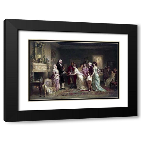 Washingtons Birthday Black Modern Wood Framed Art Print with Double Matting by Gerome Ferris, Jean Leon