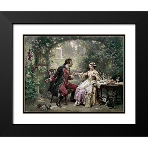 Washingtons Courtship Black Modern Wood Framed Art Print with Double Matting by Gerome Ferris, Jean Leon