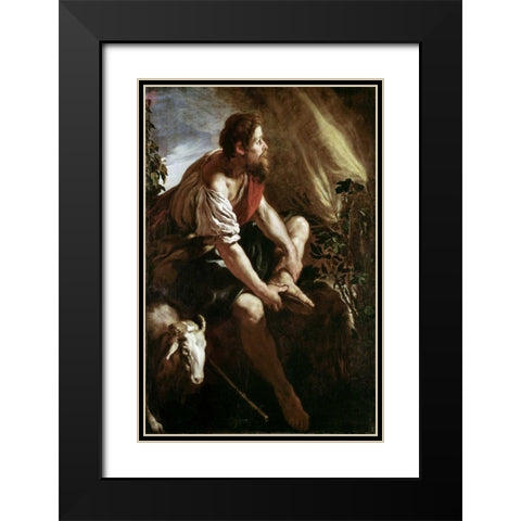 Moses Before a Burning Bush Black Modern Wood Framed Art Print with Double Matting by Fetti, Domenico