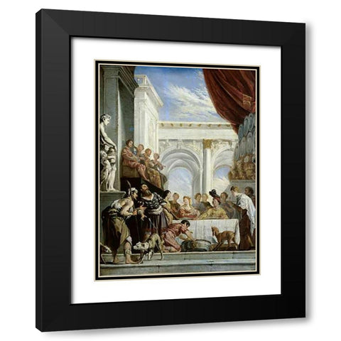 Parable of Dives and Lazarus Black Modern Wood Framed Art Print with Double Matting by Fetti, Domenico