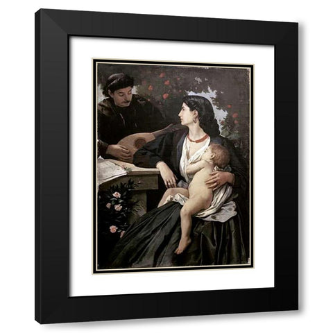 Mandolin Player Black Modern Wood Framed Art Print with Double Matting by Feuerbach, Anselm Friedrich
