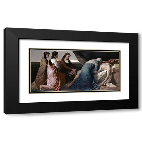Pieta Black Modern Wood Framed Art Print with Double Matting by Feuerbach, Anselm Friedrich