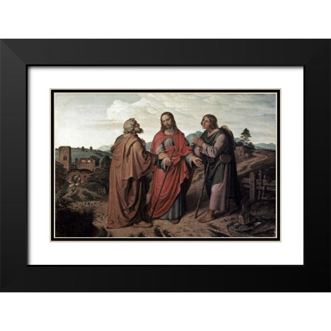 Walk To Emmaus Black Modern Wood Framed Art Print with Double Matting by Feuhrich, Joseph