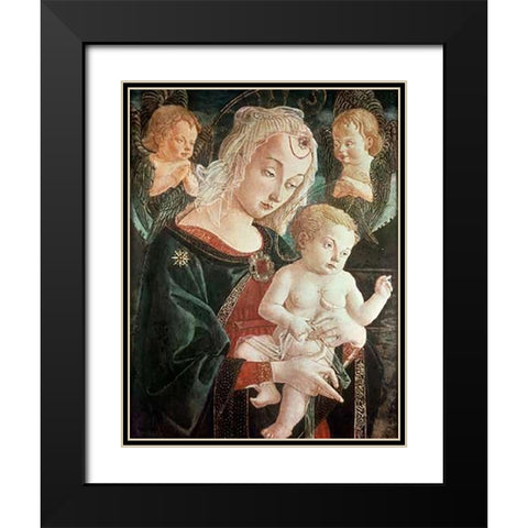 Madonna With Child Black Modern Wood Framed Art Print with Double Matting by Fiorentino, Francesco