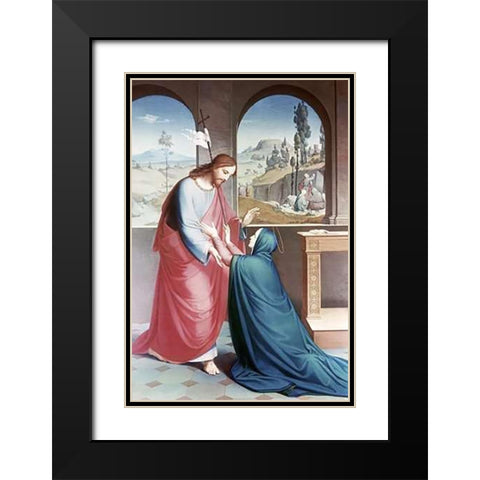 Jesus Appears To His Mother Black Modern Wood Framed Art Print with Double Matting by Flatz, Gebhard