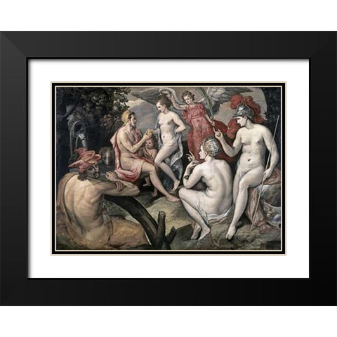 The Selection of Paris Black Modern Wood Framed Art Print with Double Matting by Floris, Frans