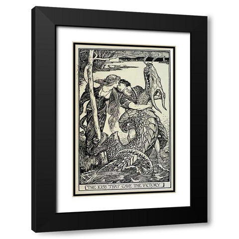 The Kiss That Gave The Victory Black Modern Wood Framed Art Print with Double Matting by Ford, H.J