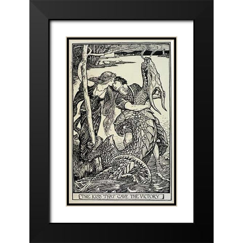 The Kiss That Gave The Victory Black Modern Wood Framed Art Print with Double Matting by Ford, H.J