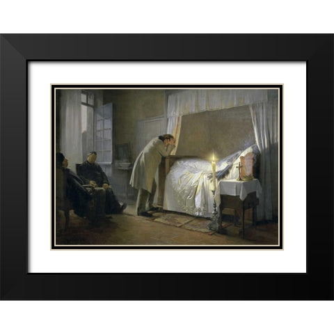 Death of Madame Bovary Black Modern Wood Framed Art Print with Double Matting by Fourie, Albert-Auguste