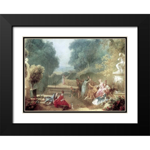 A Game of Hot Cockles Black Modern Wood Framed Art Print with Double Matting by Fragonard, Jean Honore
