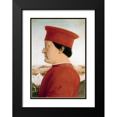 Duke of Urbino Black Modern Wood Framed Art Print with Double Matting by Della Francesca, Piero
