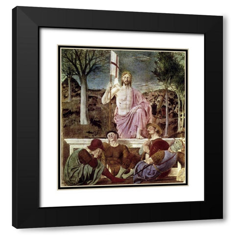 Resurrection Black Modern Wood Framed Art Print with Double Matting by Della Francesca, Piero